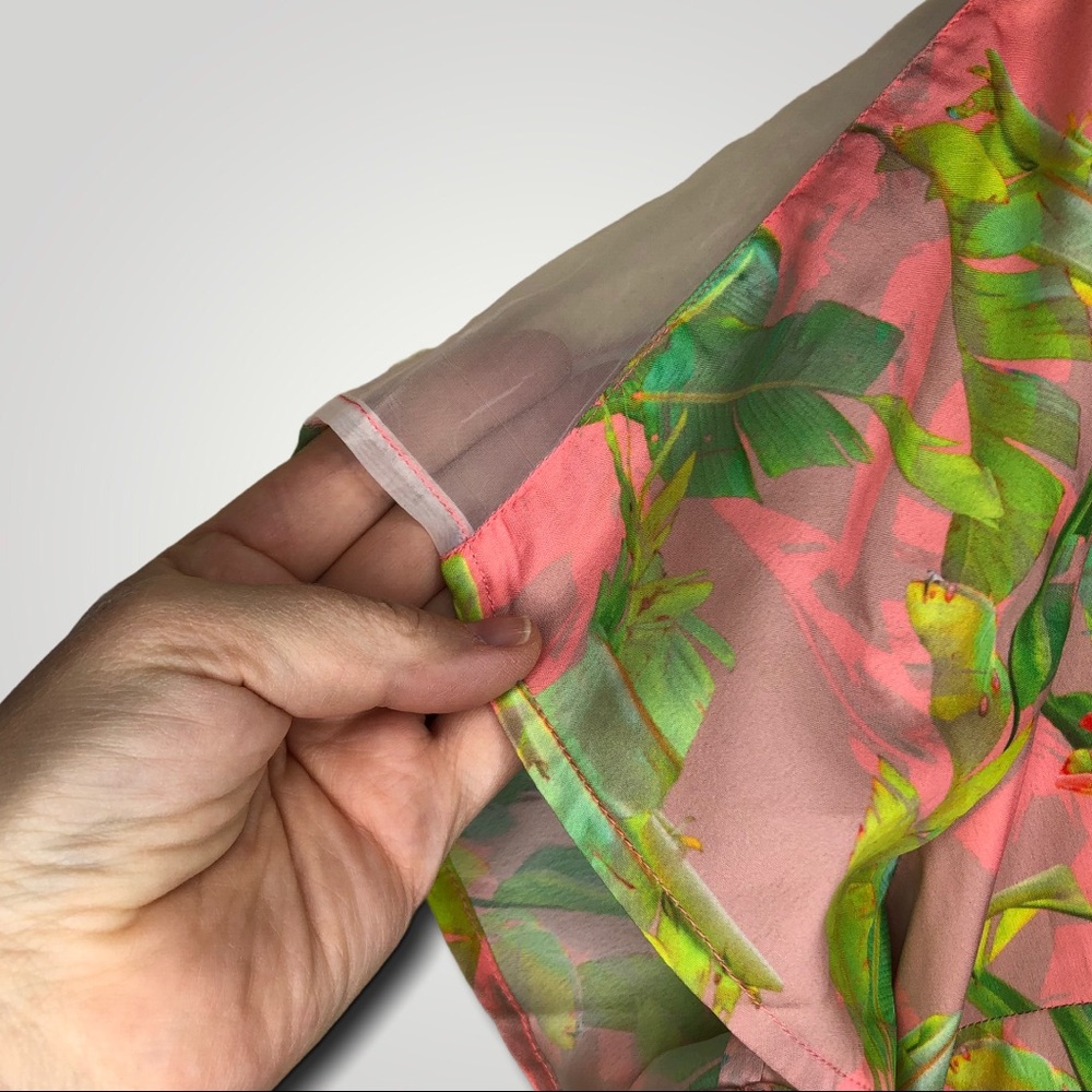 LABEL BE short sleeve blouse botanical pink green - Picture 7 of 8